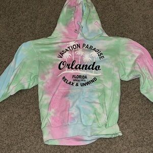 Orlando hoodie. Green/pink/blue tie dye. In great condition!